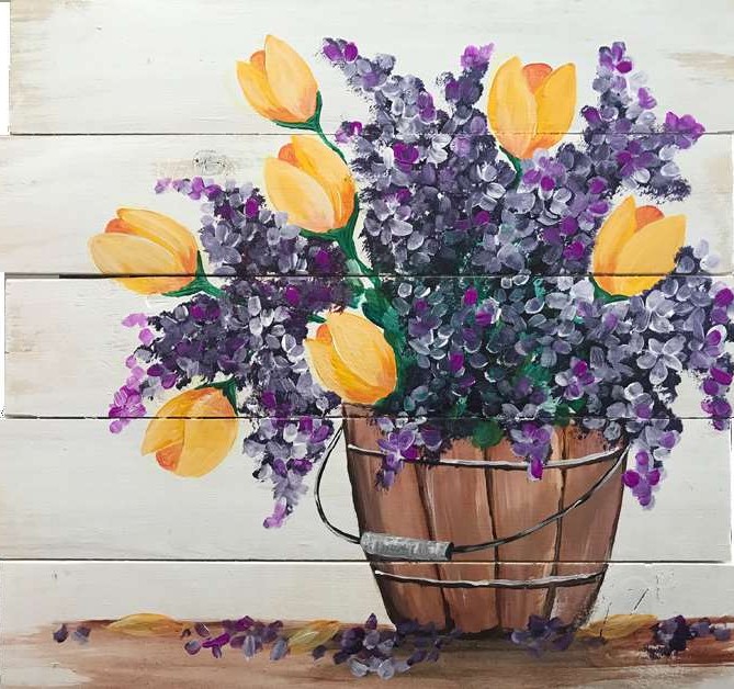 Country Tulips Wood Pallet